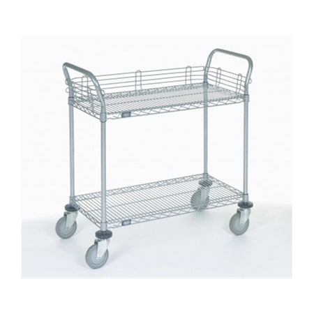 Nexel 21 x 48 x 2 in. Shelf Utility Cart-Pneumatic Caster- Chrome 2148N2C